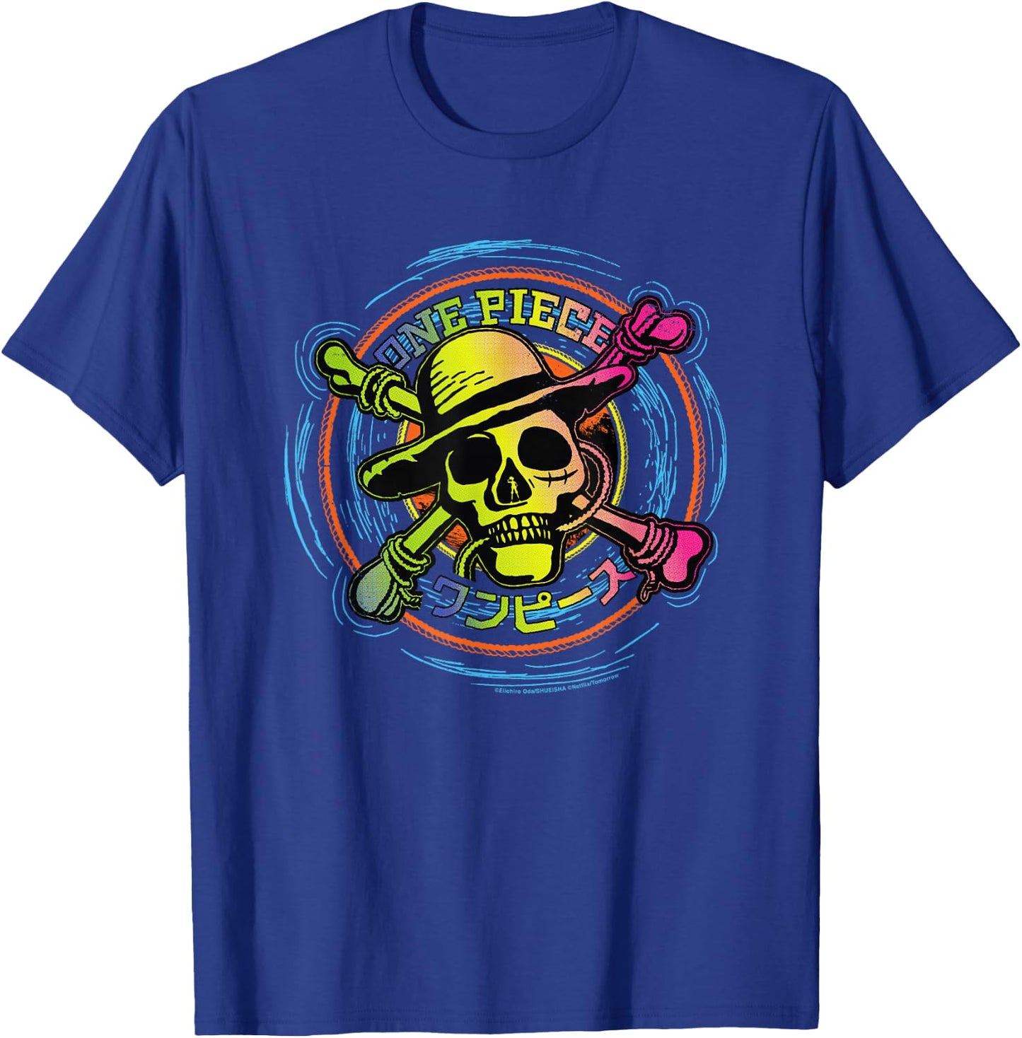 Straw Hat One Piece Anime Pirates Color Logo Kanji , Black, S T-Shirt - T-Shirt | Royal