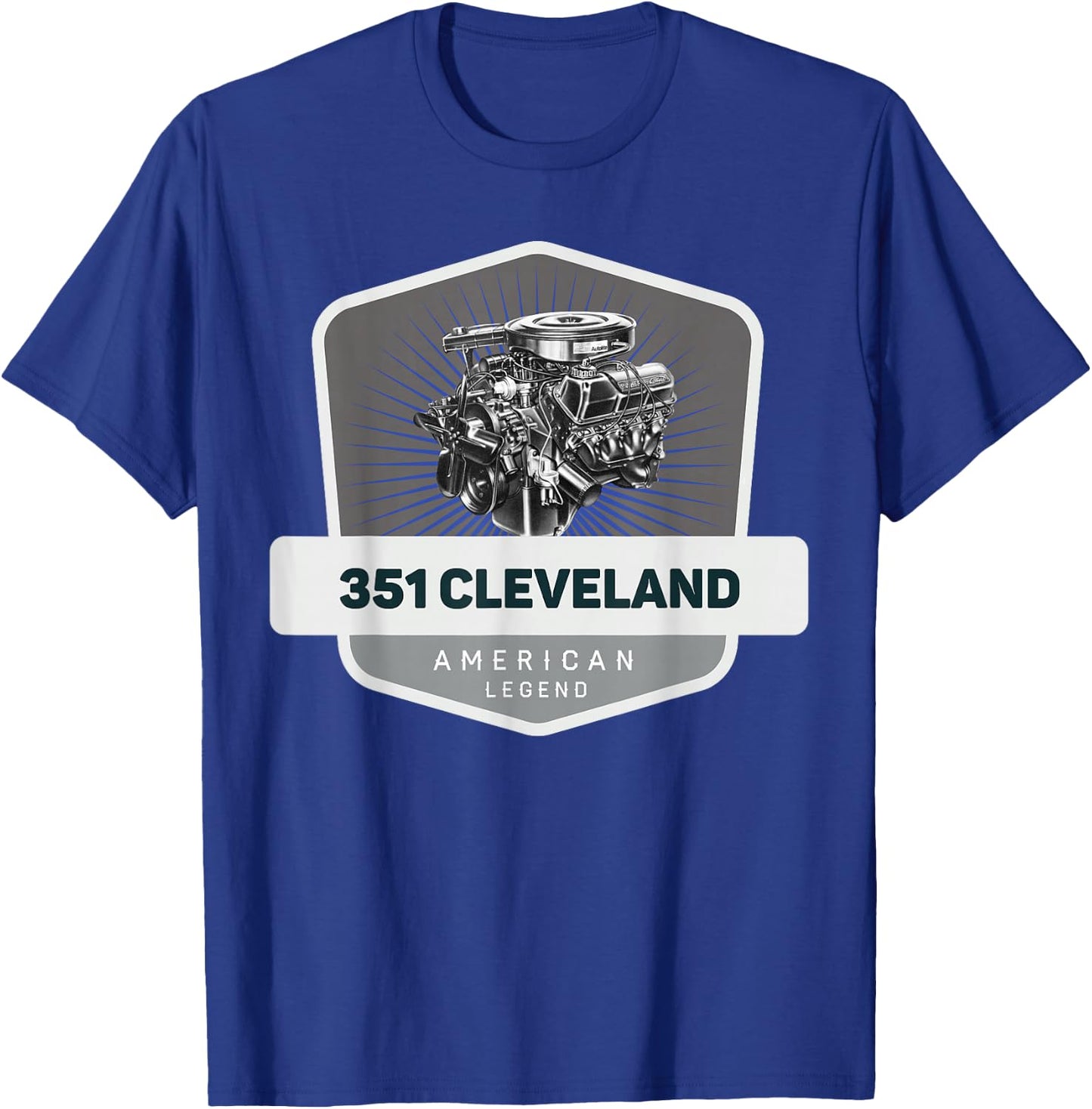 351 Cleveland V8 Muscle Car Legend Engine Retro Logo Retro T-Shirt - T-Shirt | Royal