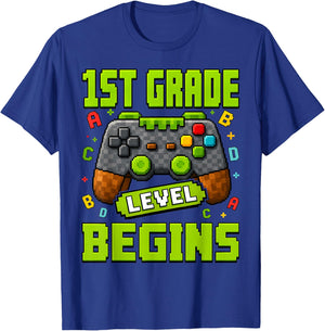 Gamer 1st Garde Back to School First Day of First Grade Boys T-Shirt - T-Shirt | Royal