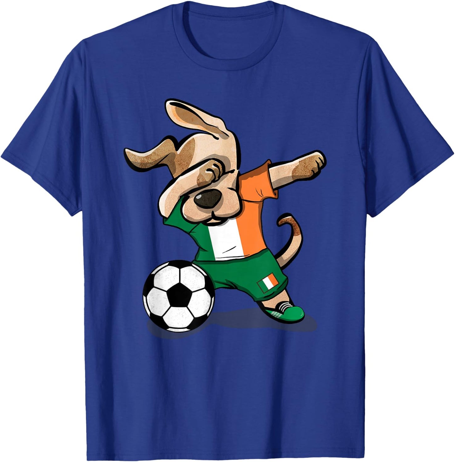 Funny Dabbing Dog Ireland Soccer Jersey Funny Irish Football T-Shirt - T-Shirt | Royal