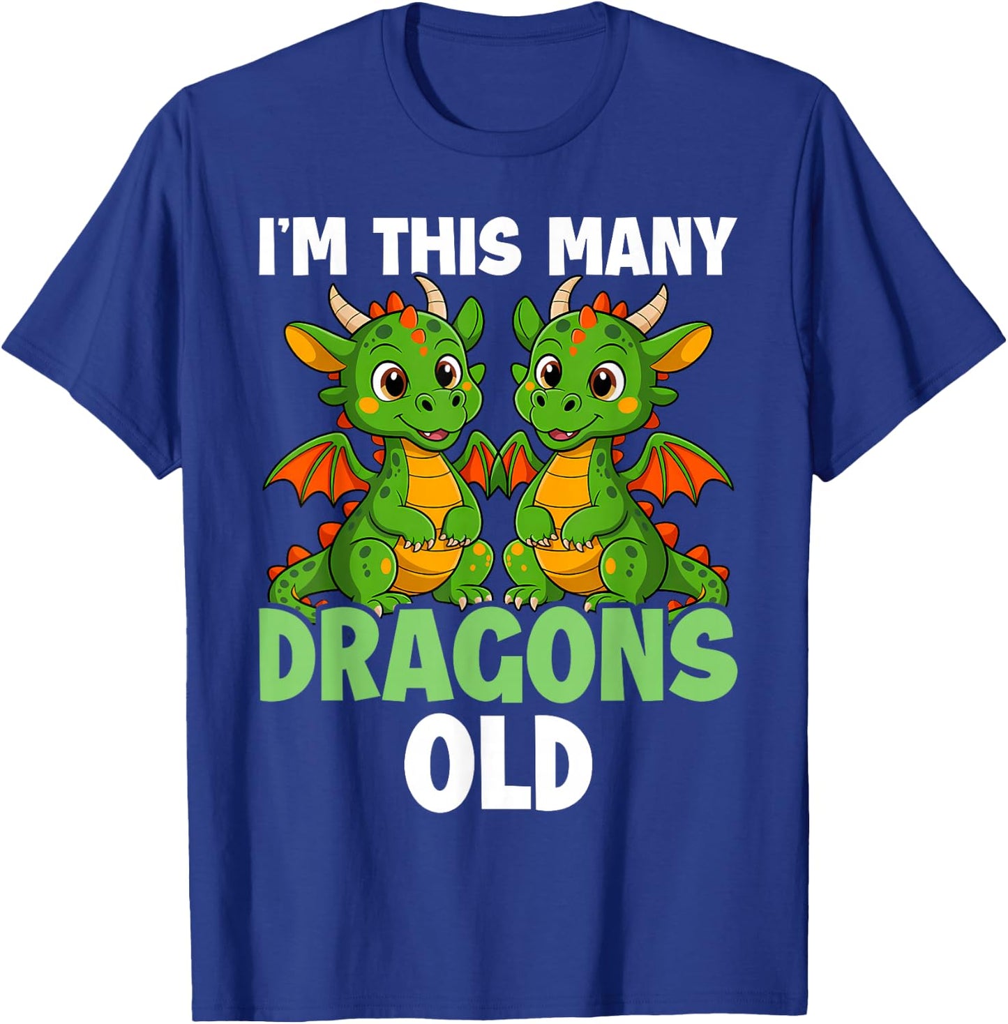 I'm This Many Dragons Old - 2nd Birthday 2 Years Old Bday T-Shirt - T-Shirt | Royal