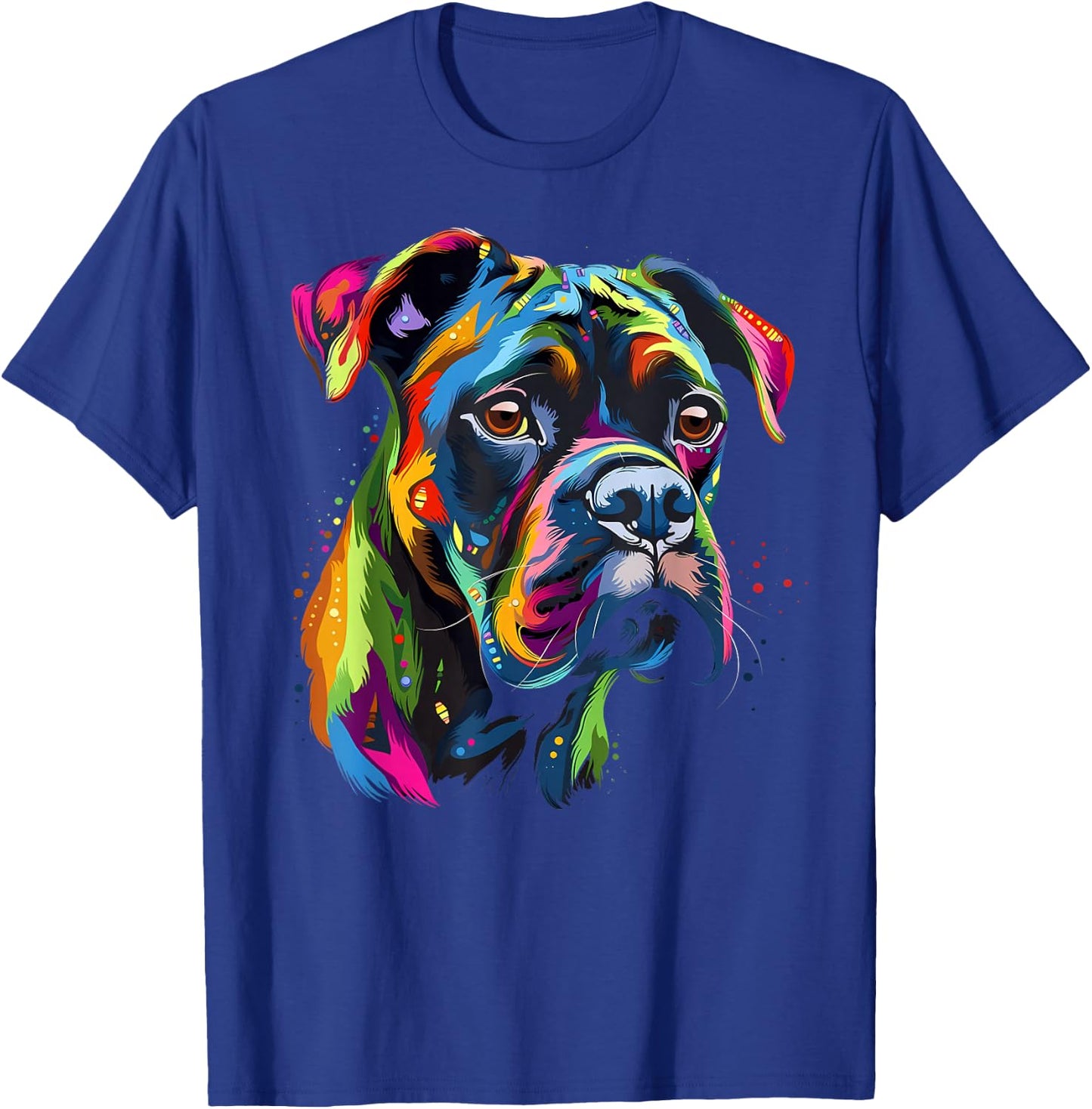 Boxer-Hund, buntes Gesicht, lustiger Welpen-Kunstliebhaber, Schwarz T-Shirt - T-Shirt | Royal