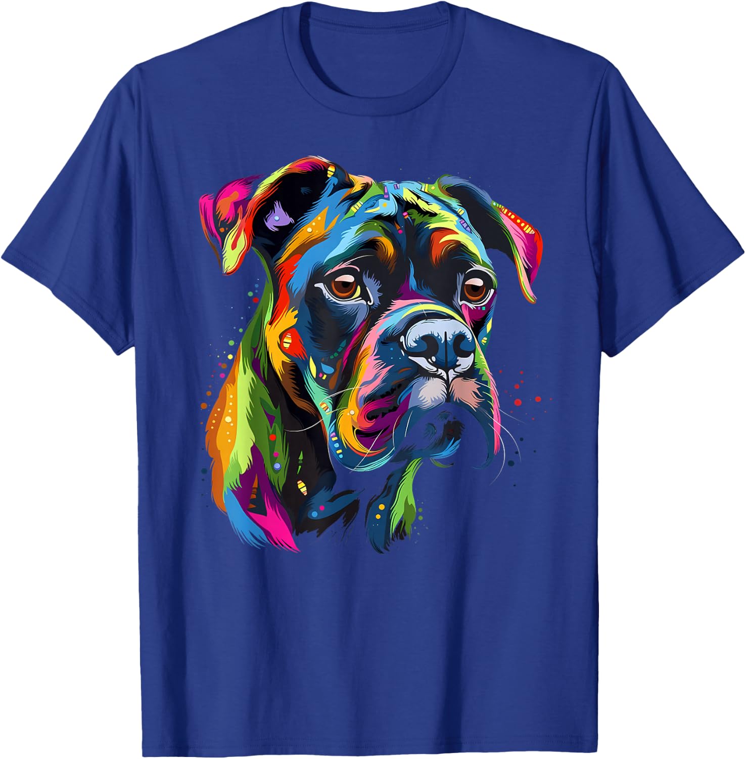 Boxer-Hund, buntes Gesicht, lustiger Welpen-Kunstliebhaber, Schwarz T-Shirt - T-Shirt | Royal