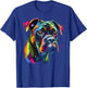 Boxer-Hund, buntes Gesicht, lustiger Welpen-Kunstliebhaber, Schwarz T-Shirt - T-Shirt | Royal