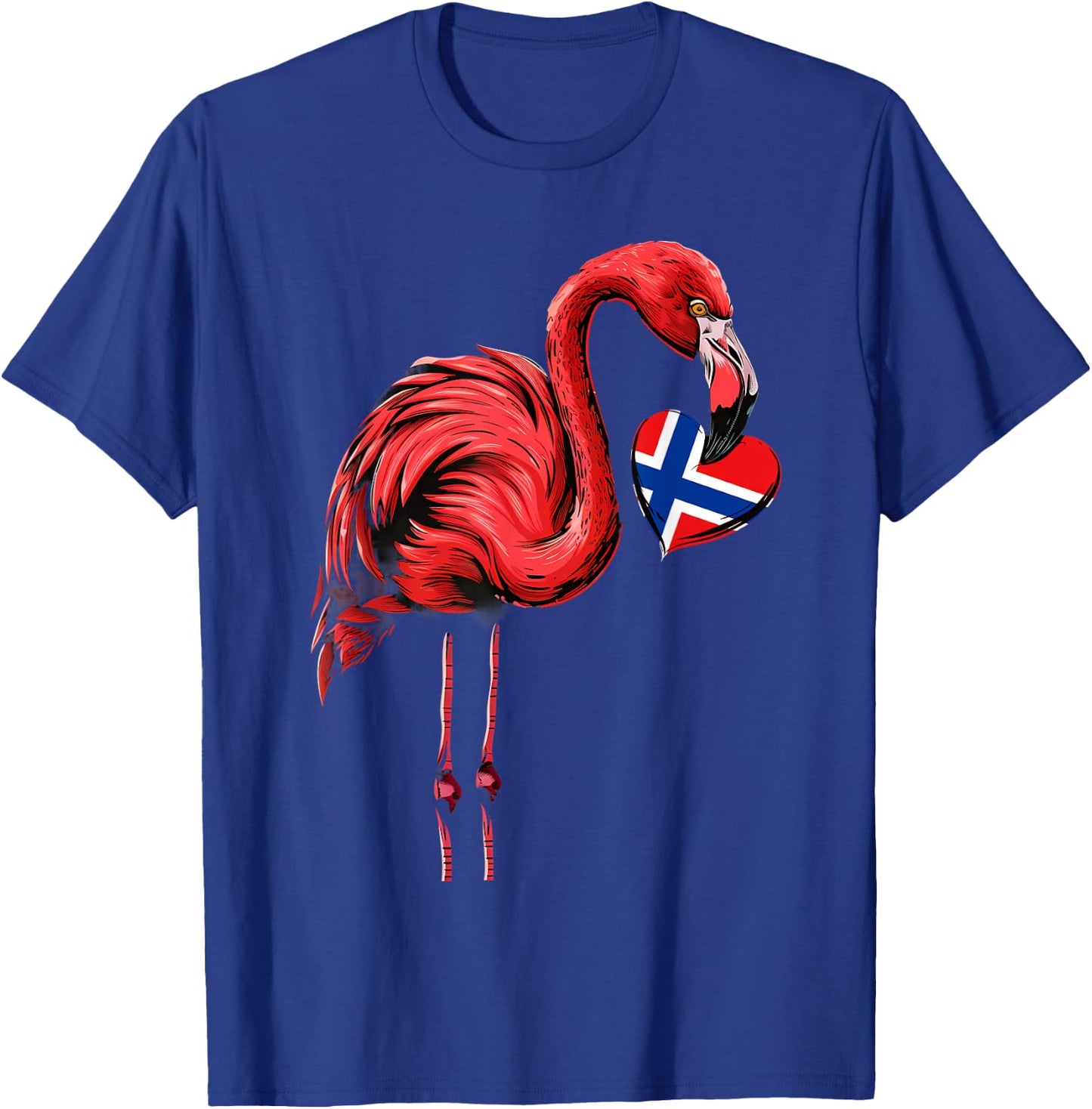 Norway Flamingo Heart Norwegian Pride Norwegian Flag T-Shirt - T-Shirt | Royal