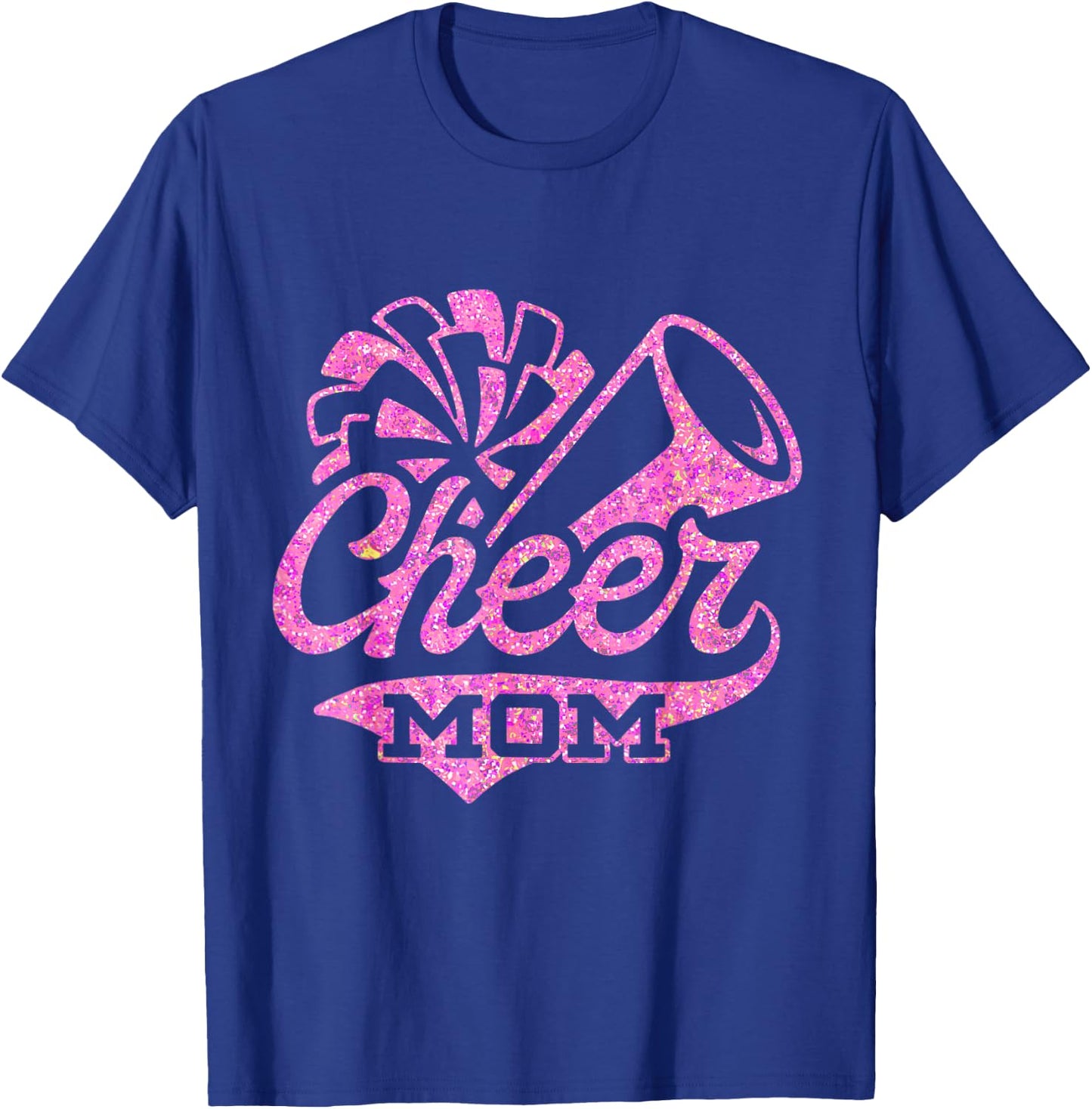 Cheerleader Black Pink Pom Pom Cheer Mom Biggest Fan T-Shirt - T-Shirt | Royal