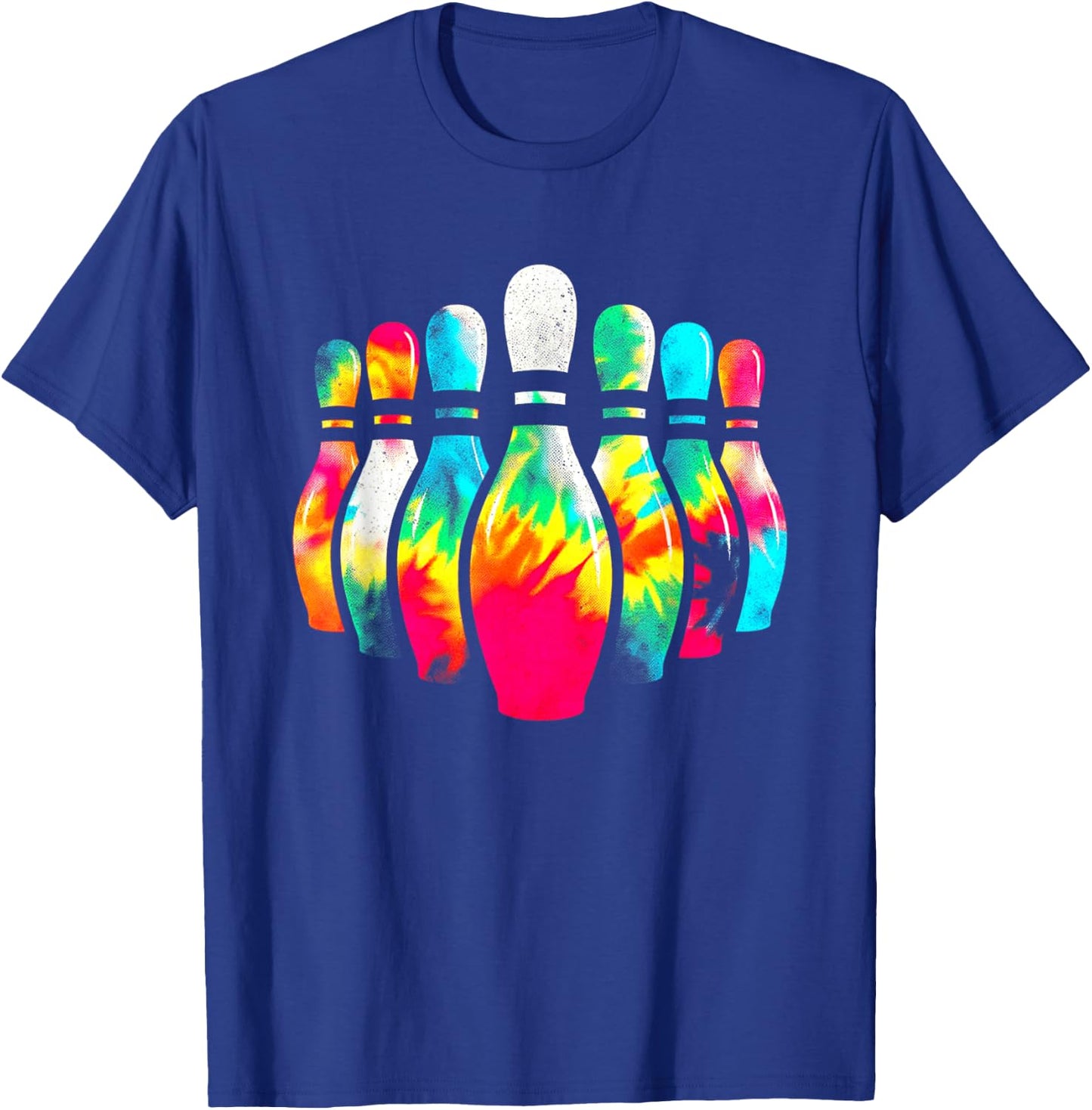 Bowling Pins Tie Dye - Vintage Bowling League Sports Lover T-Shirt - T-Shirt | Royal