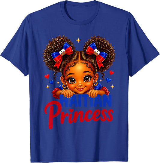 Haitian Princess Haiti Flag Melanin for Black Girls Kids T-Shirt - T-Shirt | Royal