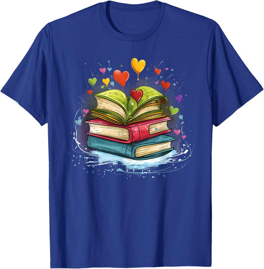 Bunte Bücher Damen Liebe Bücher Aquarell Booklover T-Shirt - T-Shirt | Royal