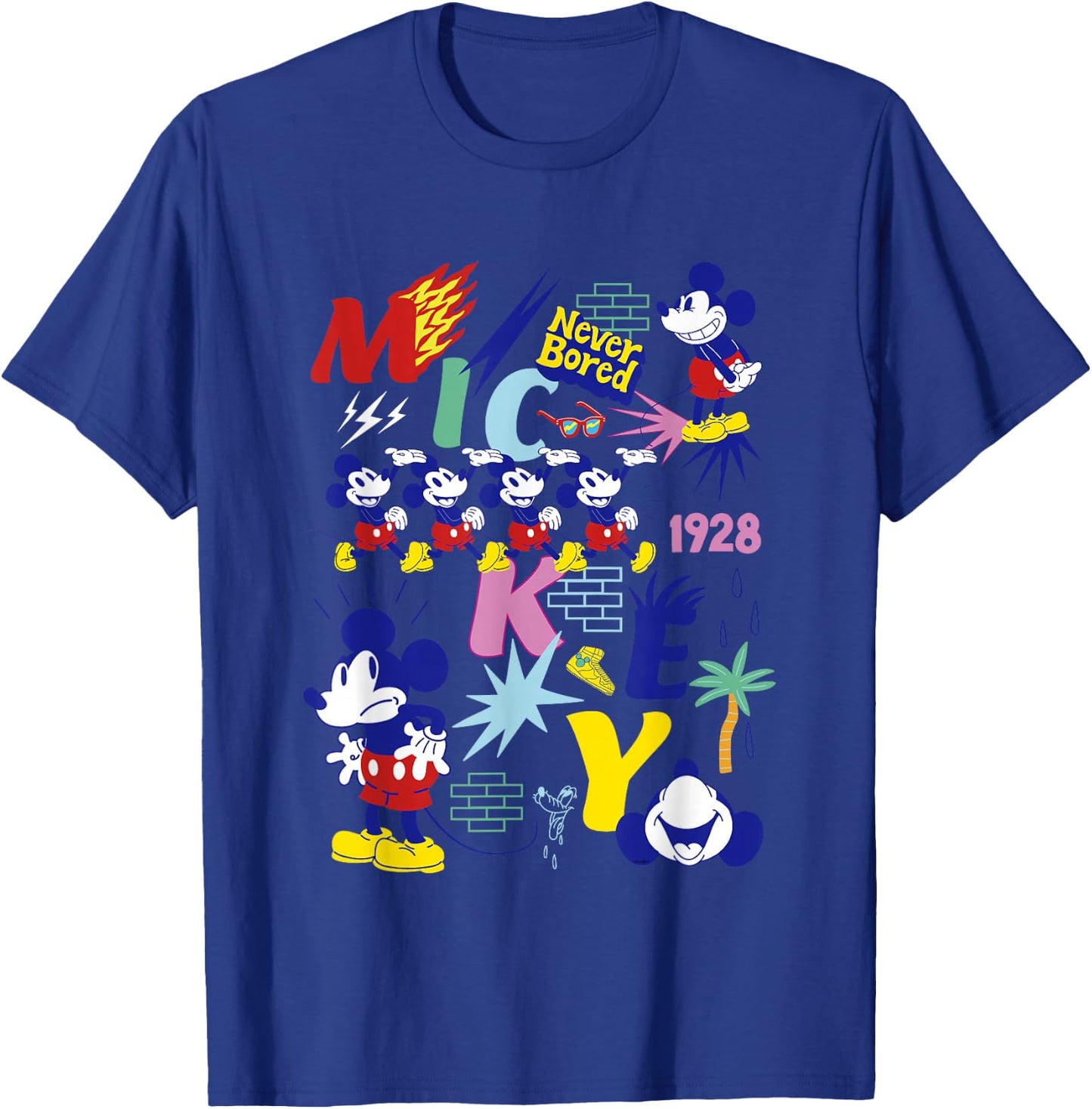 Disney Mickey Mouse Vintage Never Bored T-Shirt - T-Shirt | Royal