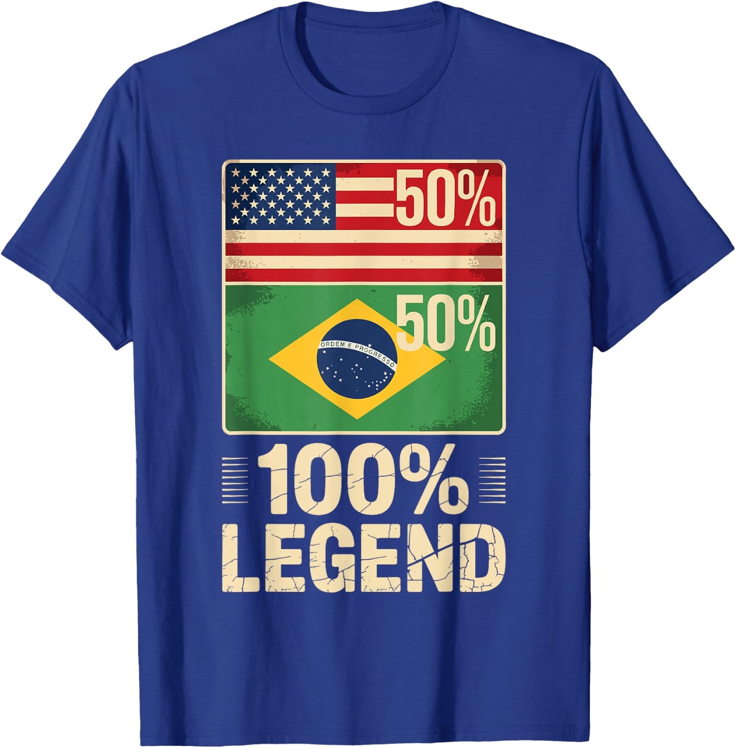 American Brazilian USA Brazil America 100% Legend T-Shirt - T-Shirt | Royal