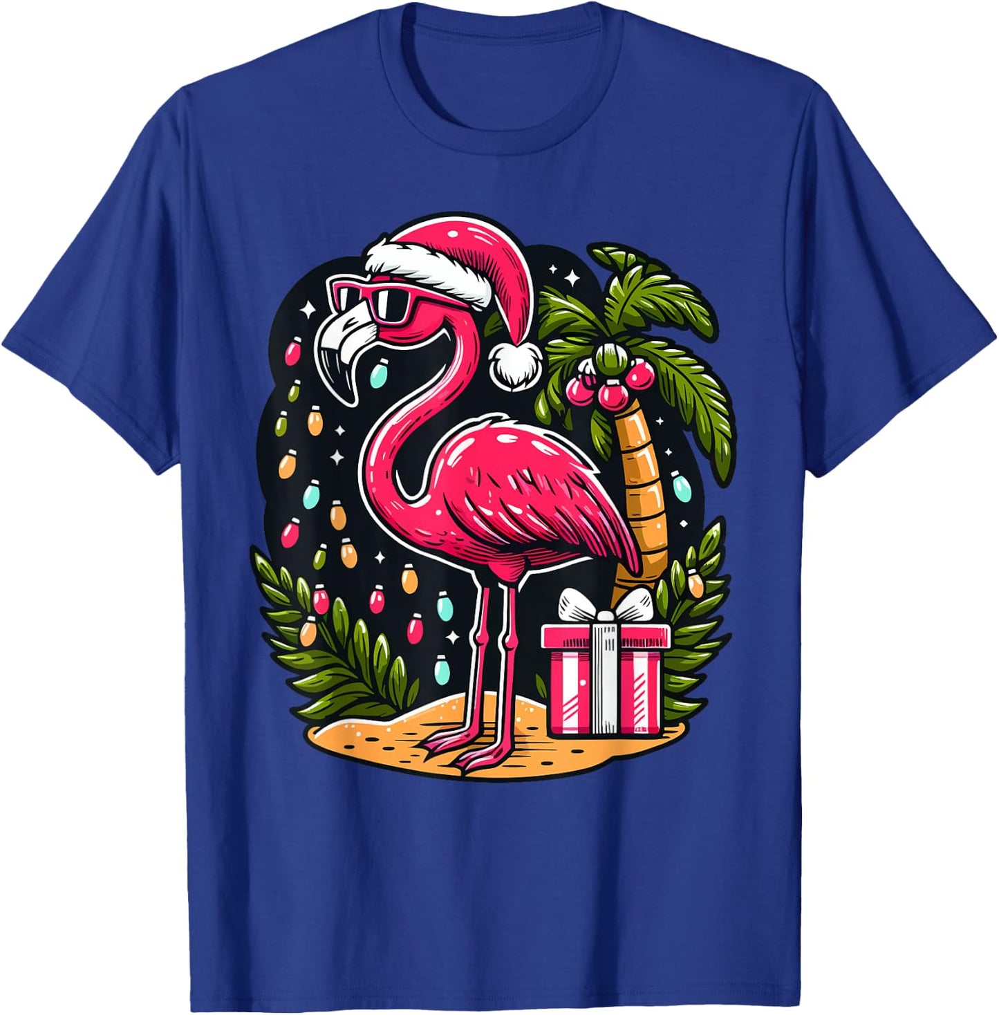 Flamingo Sunglasses Xmas Beach Tropical Christmas in July Men Women Kids T-Shirt - T-Shirt | Royal