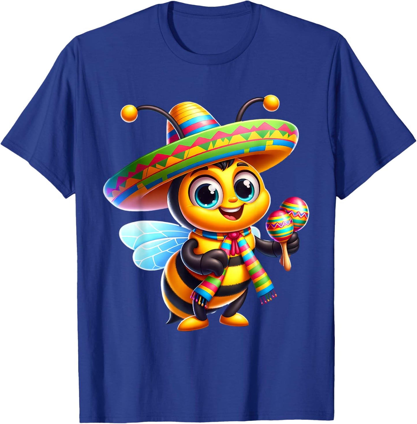 Cinco de Mayo Bee Wearing Mexican Sombrero Men Women T-Shirt - T-Shirt | Royal