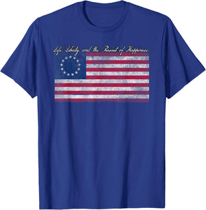 Life, Liberty, and the Pursuit of Happiness Flag T-Shirt - T-Shirt | Royal