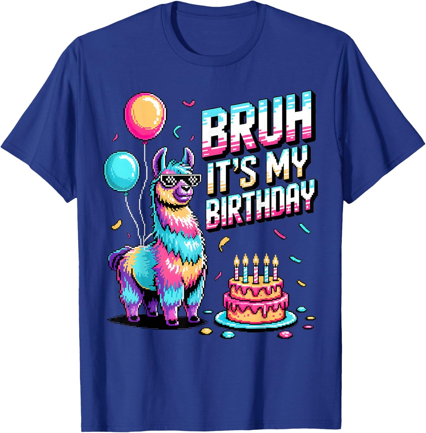 Bruh Its My Birthday Llama Party Family Bday T-Shirt - T-Shirt | Royal