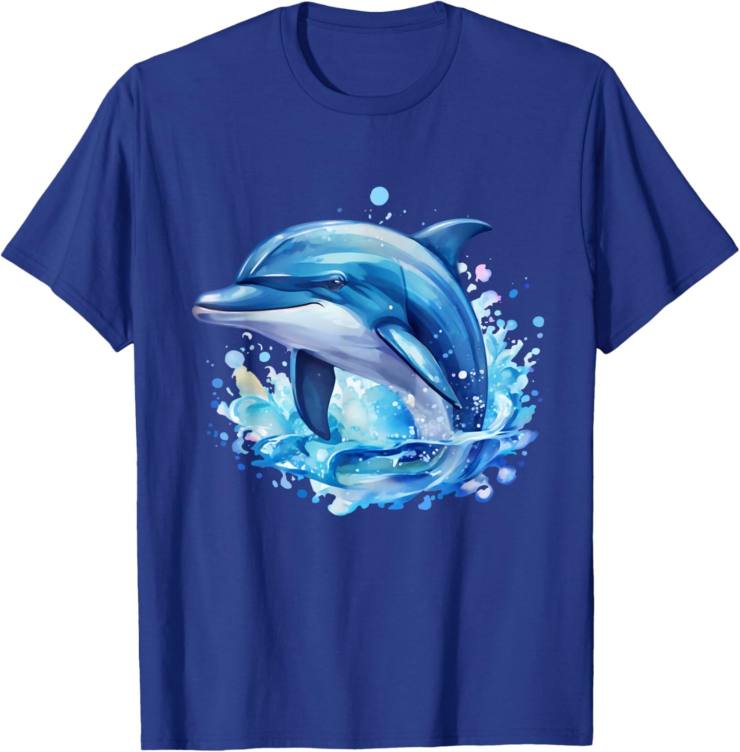 Dolphin Sea Creatures Ocean Watercolor Sea Dolphin , Black, S T-Shirt - T-Shirt | Royal