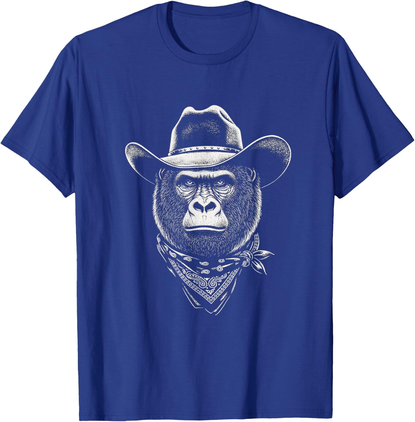 Cowboy Gorilla Portrait Vintage Western Monkey Wild West T-Shirt - T-Shirt | Royal