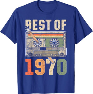 Best of 1970 Old Cassette 56th Birthday Retro T-Shirt - T-Shirt | Royal