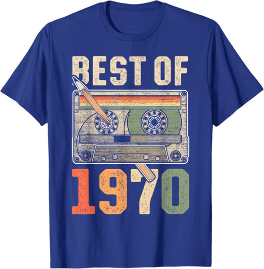 Best of 1970 Old Cassette 56th Birthday Retro T-Shirt - T-Shirt | Royal