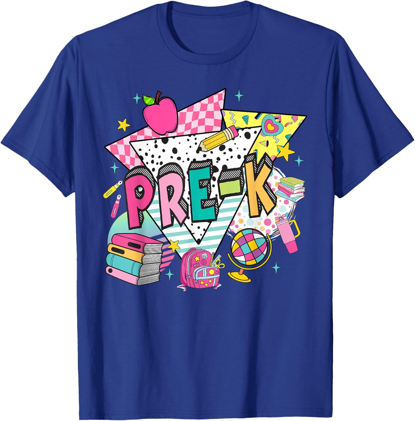 Pre-K Teachers Students Retro 90s Back To School T-Shirt - T-Shirt | Royal