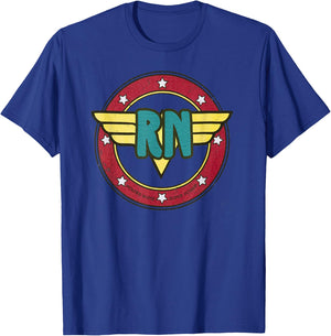Vintage Wonder Nurse RN Superhero Distressed T-Shirt - T-Shirt | Royal