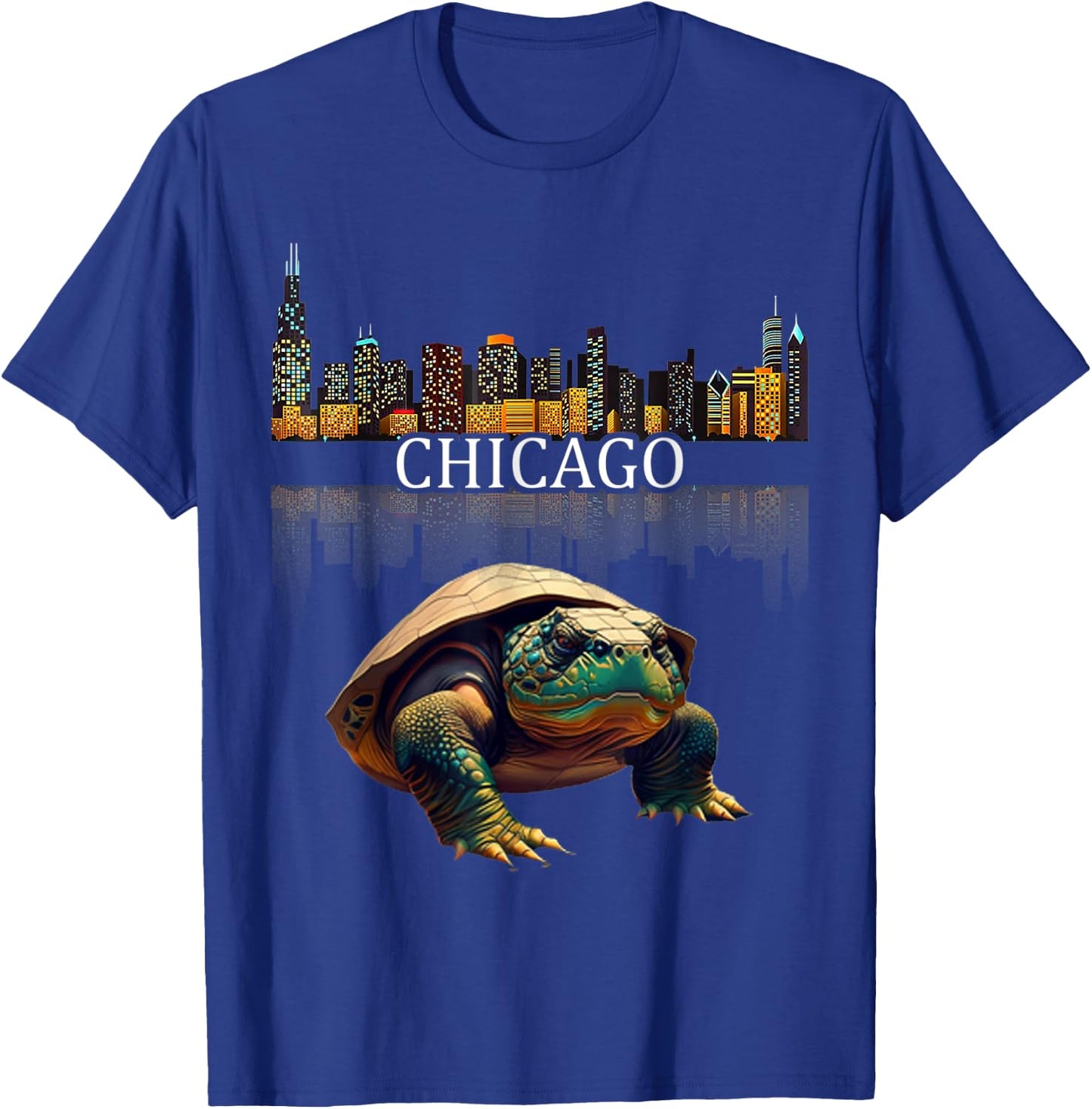 Giant Snapping Turtle Chicago River T-Shirt - T-Shirt | Royal