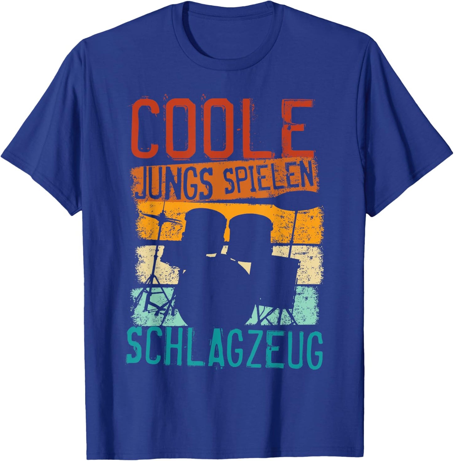 Cool Boys Playing Drums Retro Drummer Children's , black T-Shirt - T-Shirt | Royal