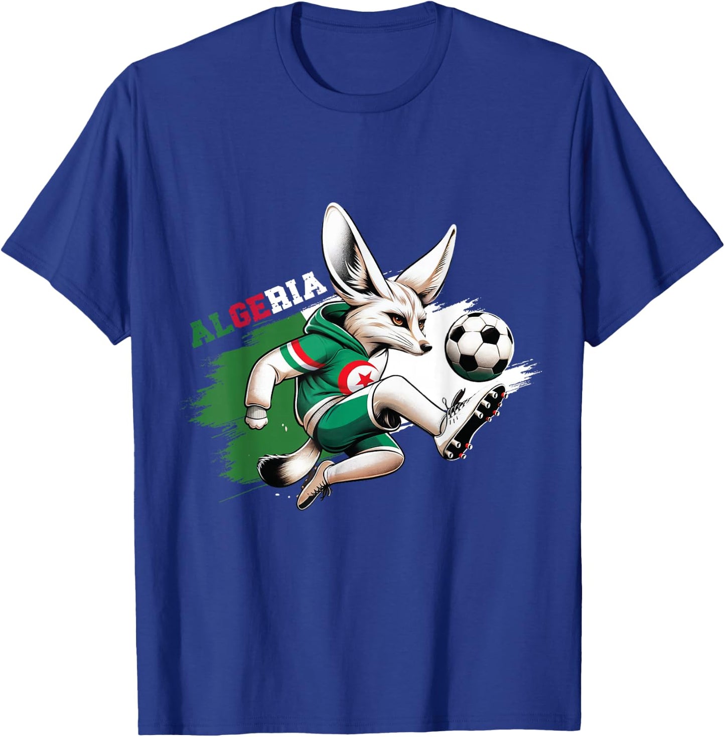 Fennec Algerian Flag Football Gift Jersey Dz , Black, S T-Shirt - T-Shirt | Royal