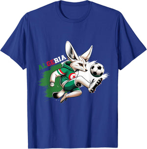 Fennec Algerian Flag Football Gift Jersey Dz , Black, S T-Shirt - T-Shirt | Royal
