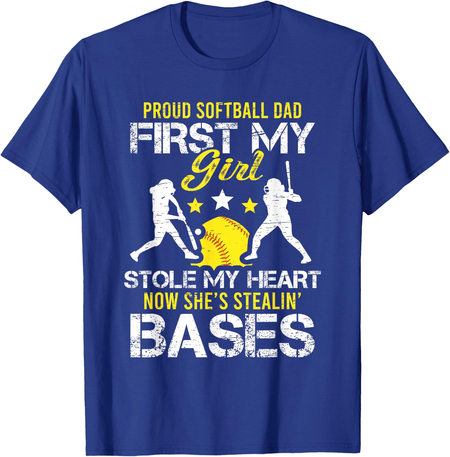 Proud Softball Dad Father Day Coach Sport T-Shirt - T-Shirt | Royal