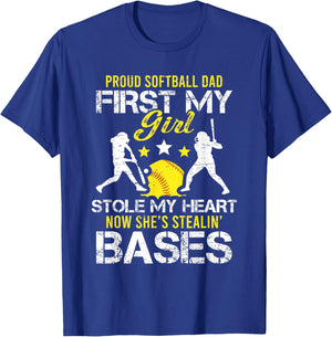 Proud Softball Dad Father Day Coach Sport T-Shirt - T-Shirt | Royal
