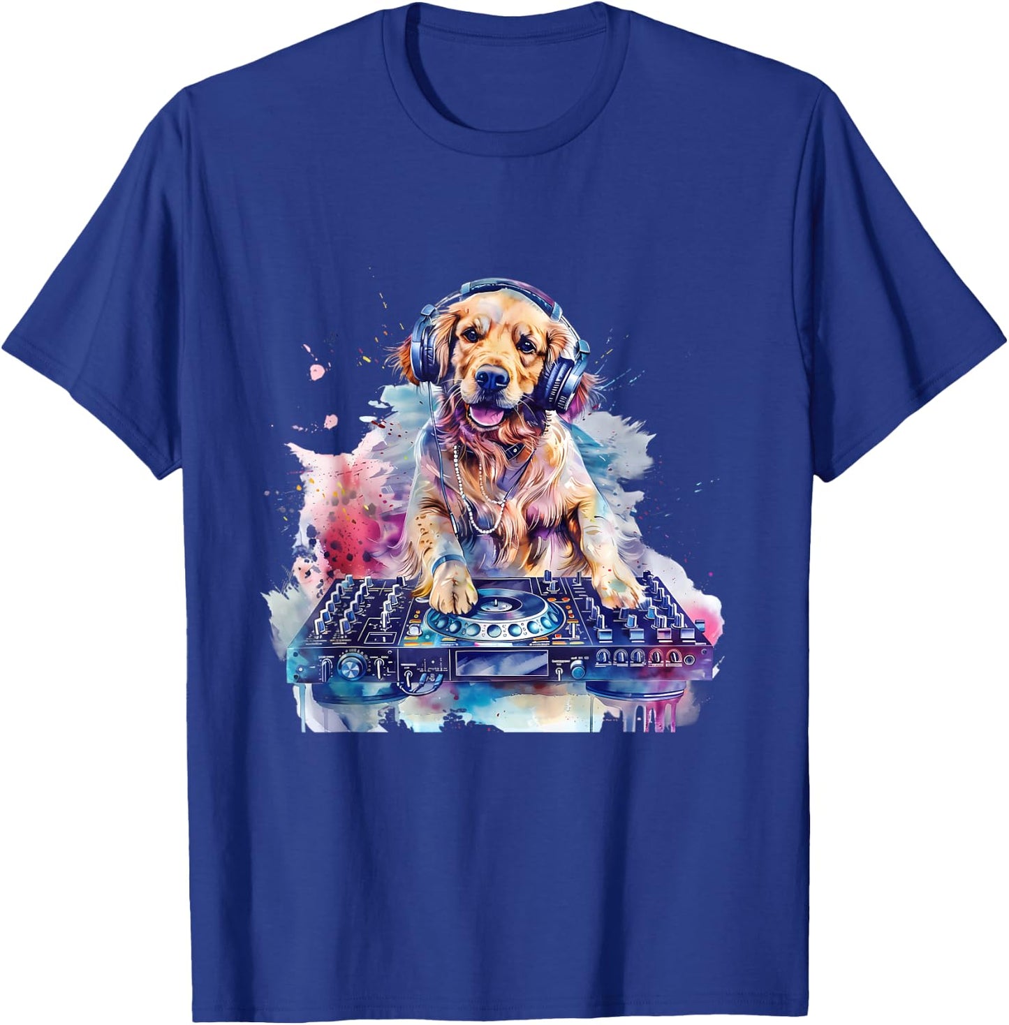 Dog Music DJ EDM Techno Turntable DJ Dog Artwork Beatmaker T-Shirt - T-Shirt | Royal