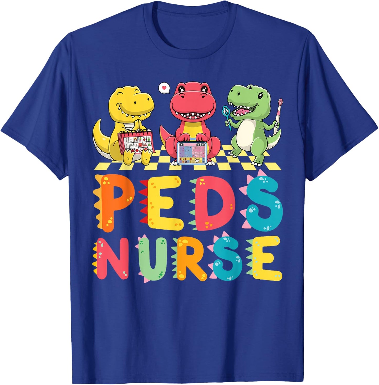 Cute Pediatric Nurse Dinosaurs Peds Nurse Crew Appreciation T-Shirt - T-Shirt | Royal