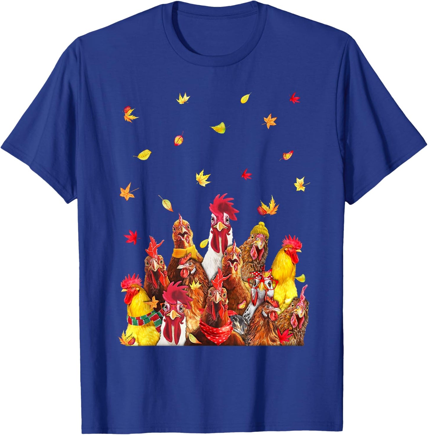 Hello Autumn Maple Chicken Leaf Fall Cute Chicken Farm T-Shirt - T-Shirt | Royal