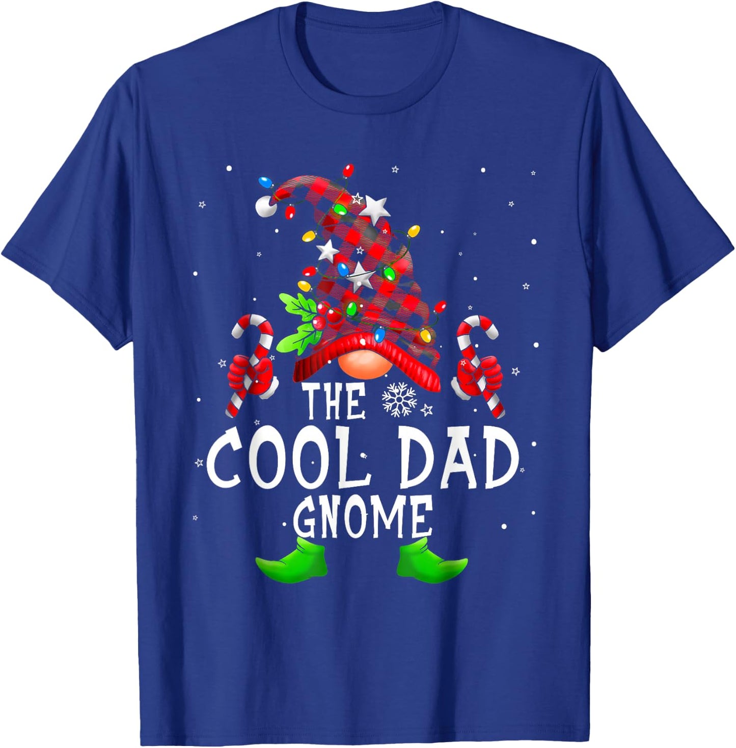 Cool Dad Gnome Buffalo Plaid Matching Family Christmas T-Shirt - T-Shirt | Royal