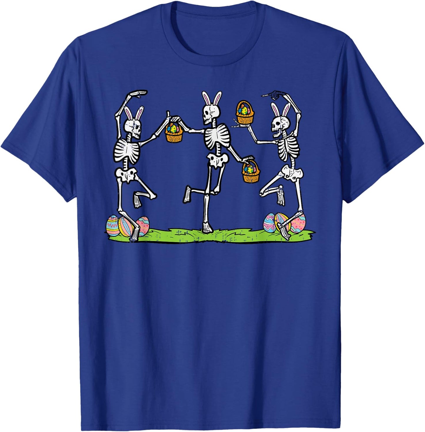 Easter Skeletons Dancing Funny Bunny Bones Women Men Kids T-Shirt - T-Shirt | Royal