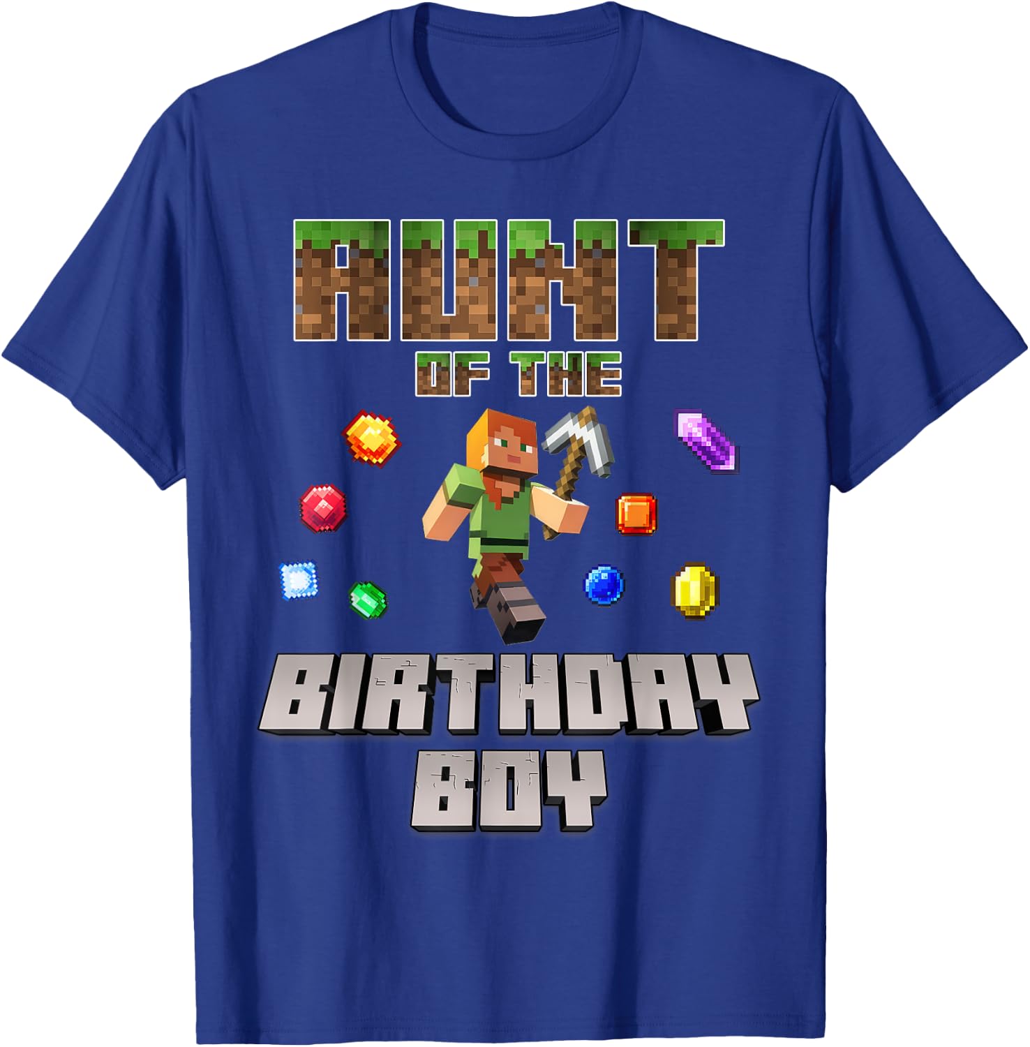Aunt Of The Birthday Boy Video Gamer Pixel Number T-Shirt - T-Shirt | Royal