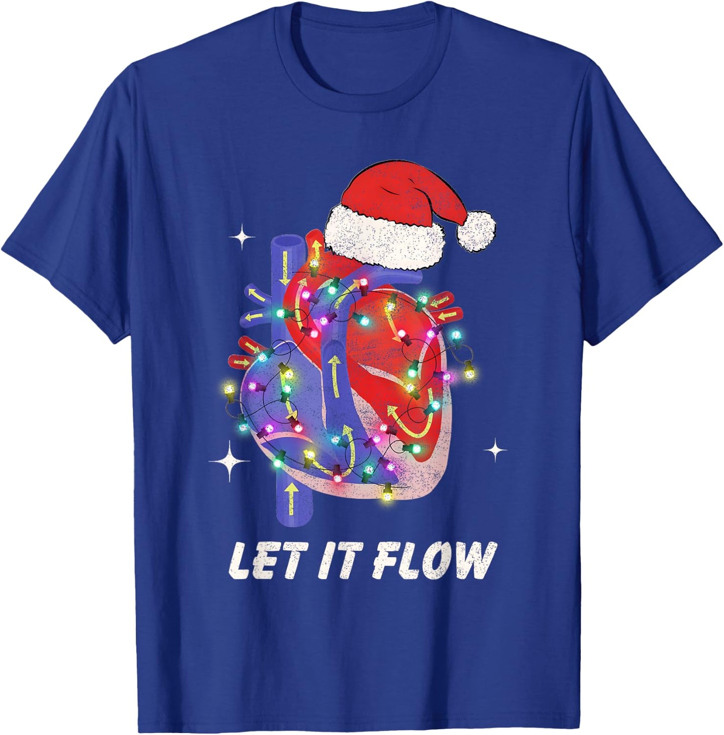 Christmas Cardiac Nurse Heart Anatomy CCU Nurse Xmas Cath L T-Shirt - T-Shirt | Royal