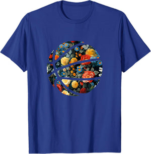 Basketball Silhouette Flowers Botanical Floral T-Shirt - T-Shirt | Royal