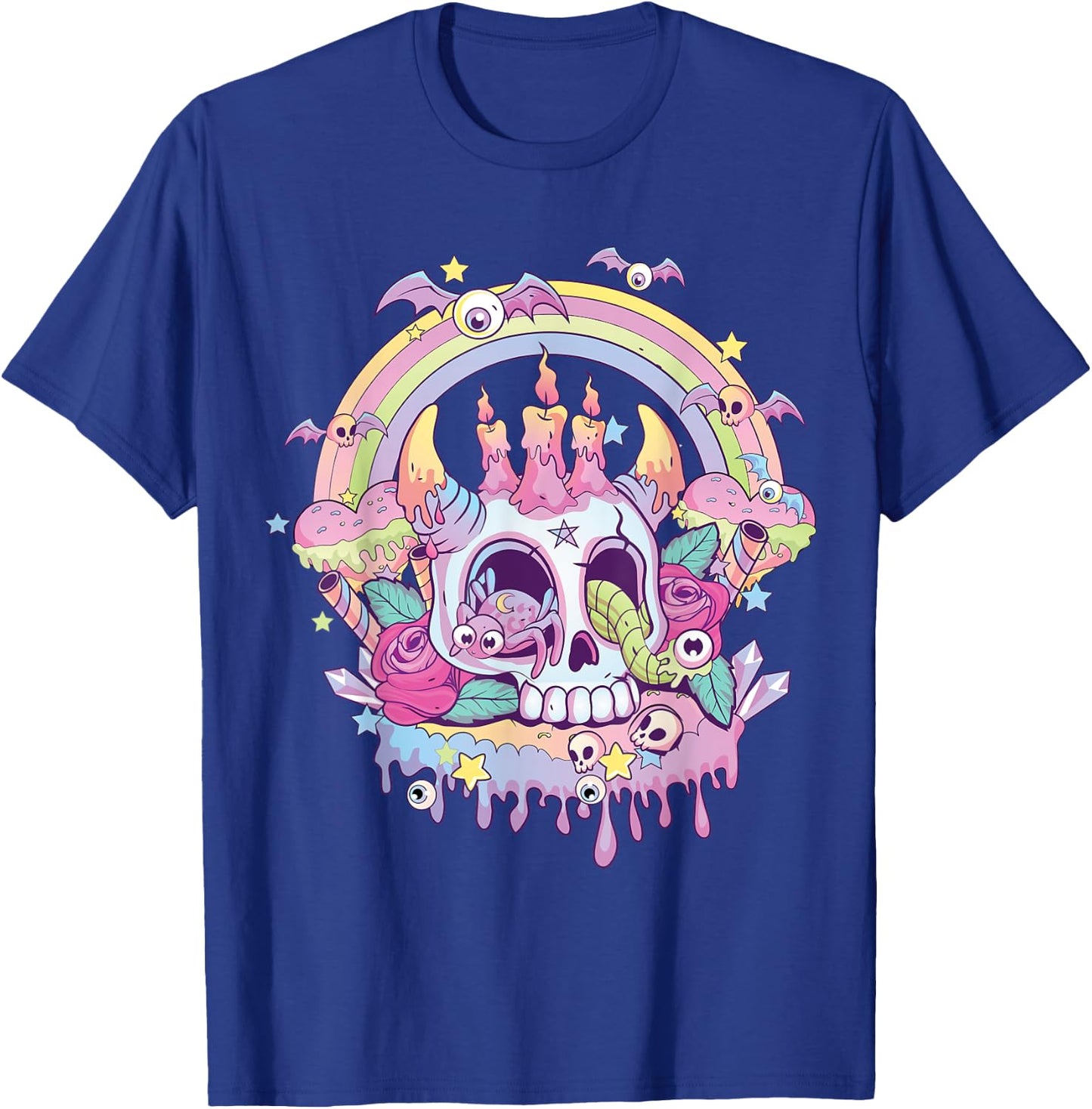 Pastel Goth Cute Creepy Satanic Skull Kawaii Occult Menhera T-Shirt - T-Shirt | Royal