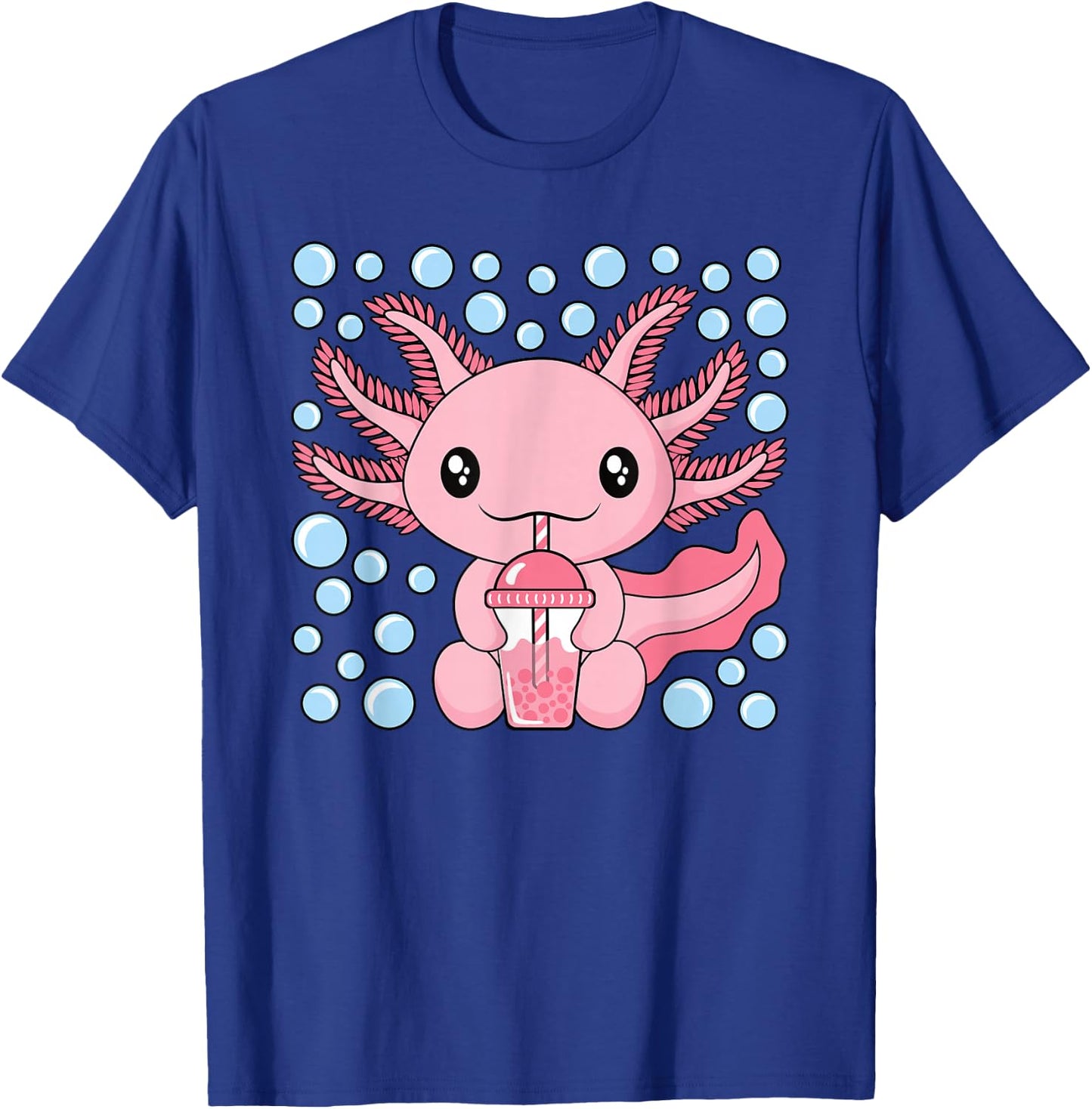 Axolotl Bubble Tea Boba Cute Kawaii Women Girls Kids T-Shirt - T-Shirt | Royal