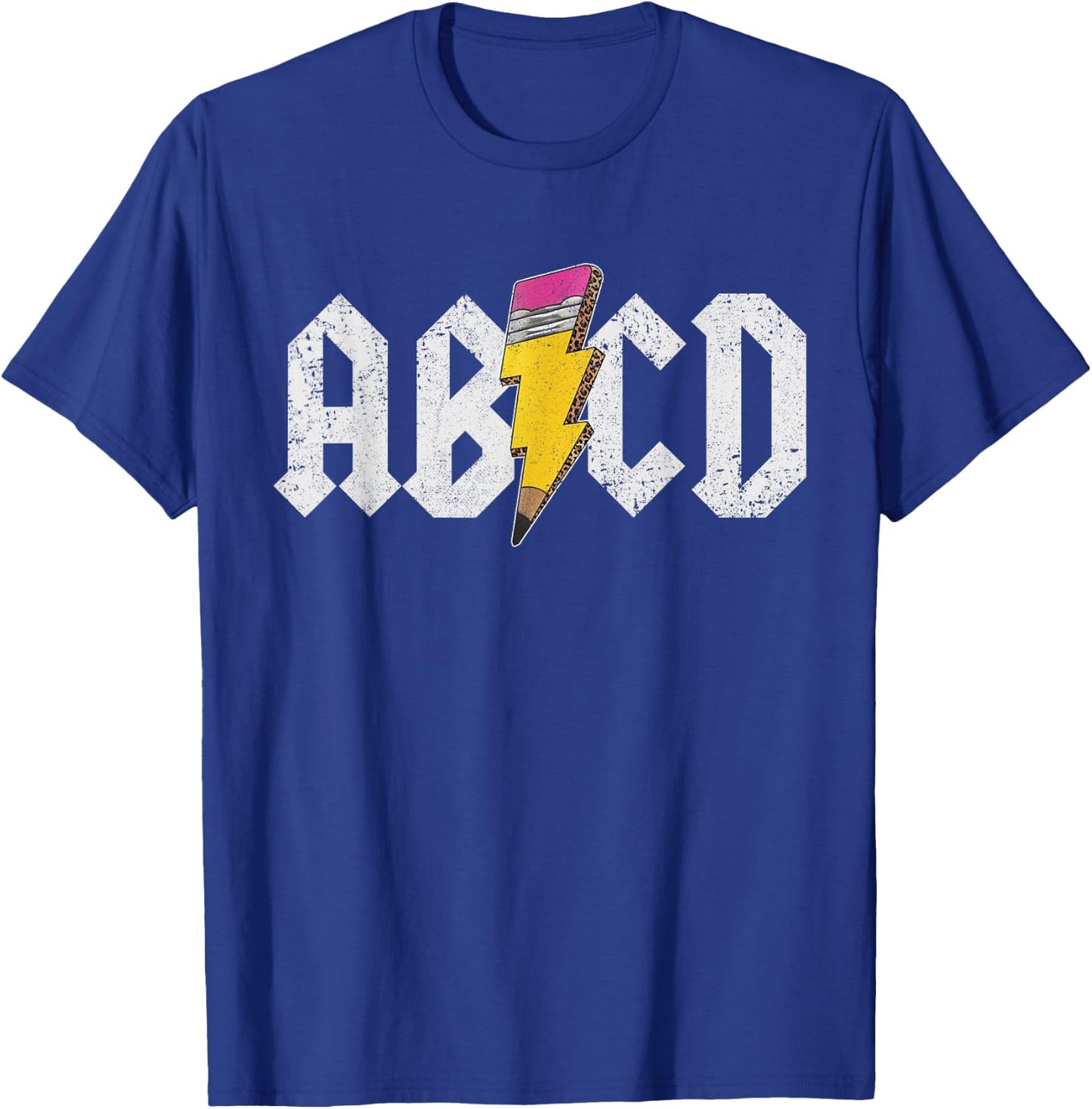 ABCD Lightning English Teacher ABC Learning Distressed , black T-Shirt - T-Shirt | Royal