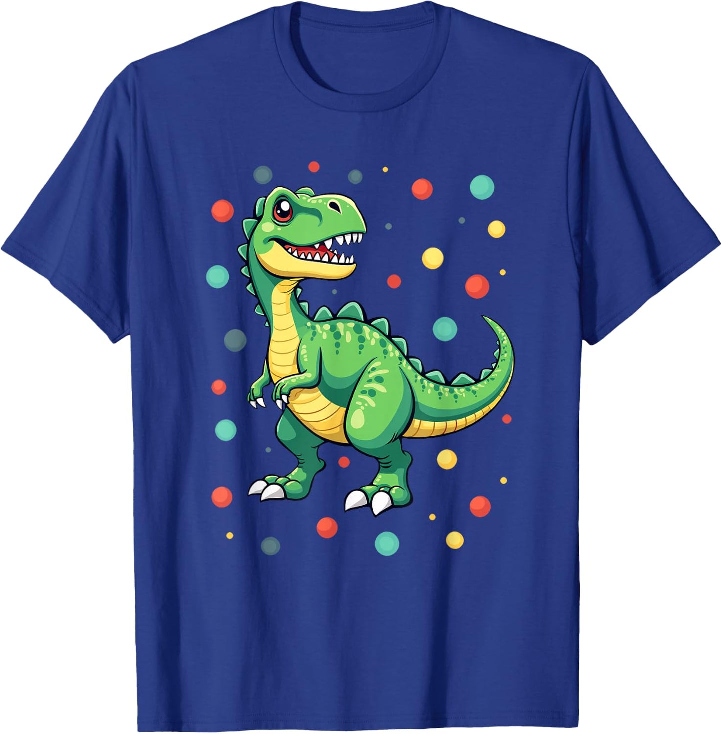 Dinosaur Trex Dino Polka Dots Polka Dot Boys Kids Youth , Black, S T-Shirt - T-Shirt | Royal
