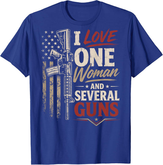 I Love One Woman and Several Guns (on Back) T-Shirt - T-Shirt | Royal