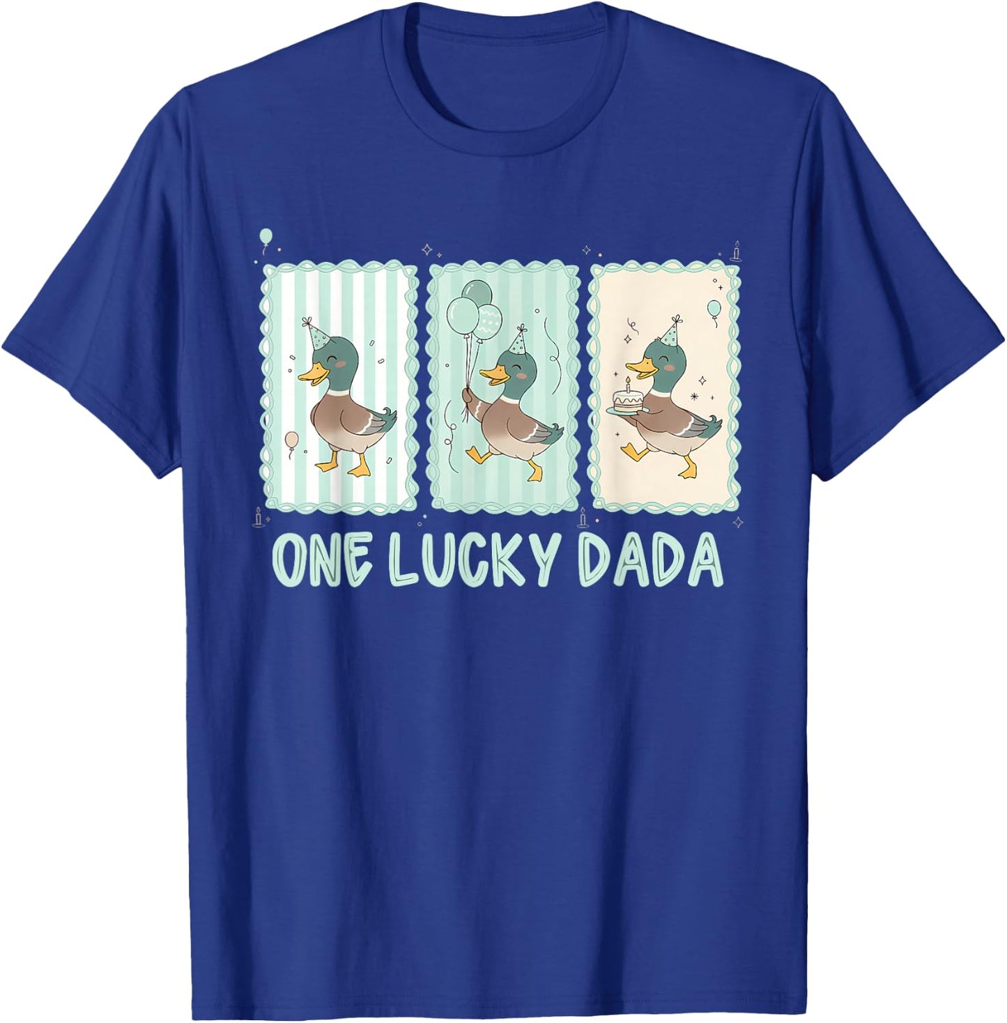 One Lucky Dada 1st Birthday Party Silly Goose Dad Matching T-Shirt - T-Shirt | Royal