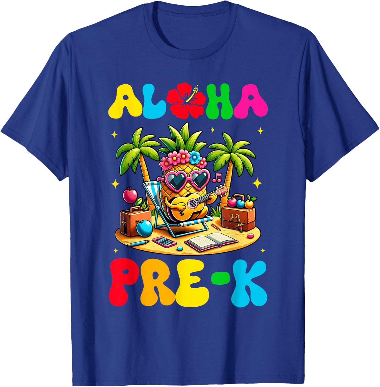 Aloha Pre-K Pineapple Hawaii Back to School Kids Girls T-Shirt - T-Shirt | Royal