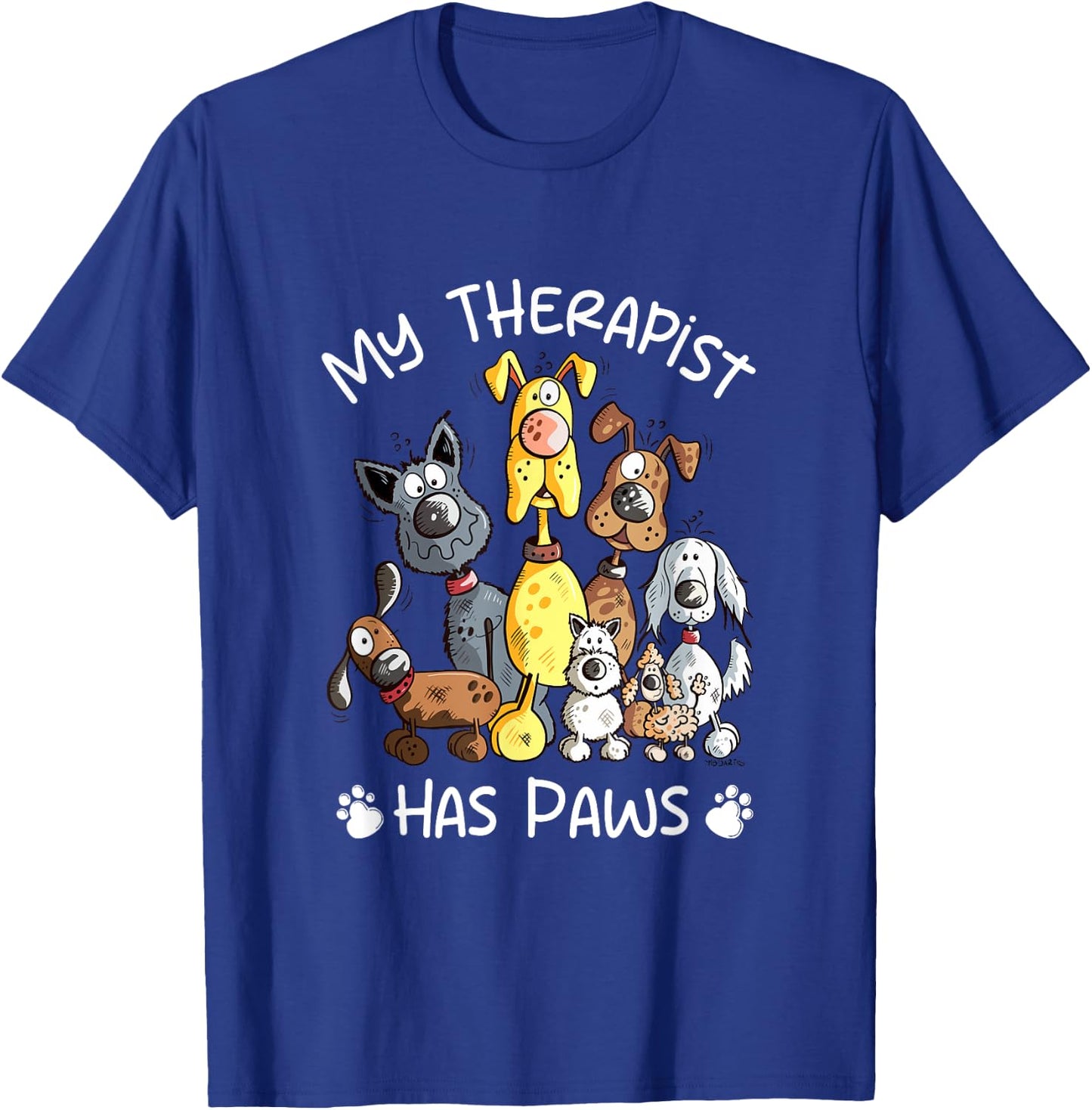 My Therapist Has Paws I Dog Pack Cartoon For Dog Lover T-Shirt - T-Shirt | Royal