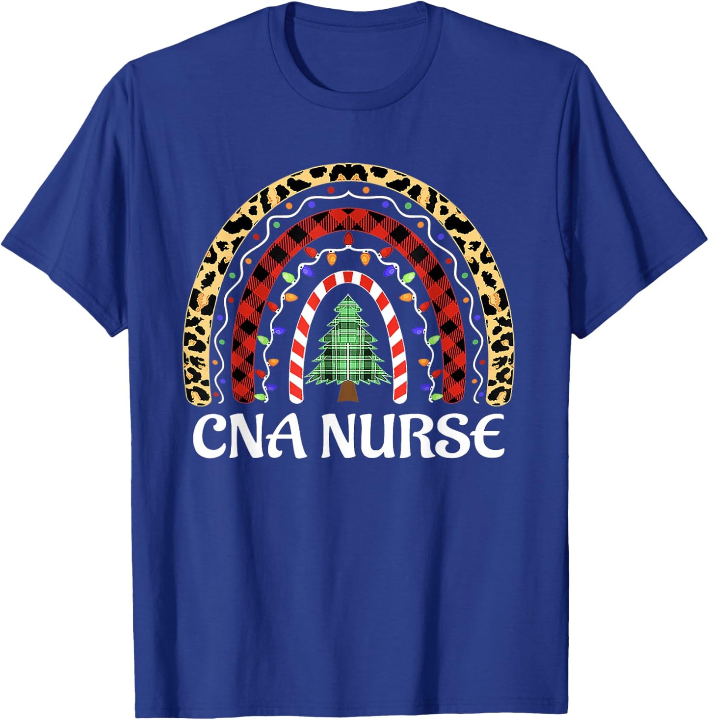 Christmas CNA Nurse Leopard Rainbow Nurse Xmas Christmas T-Shirt - T-Shirt | Royal