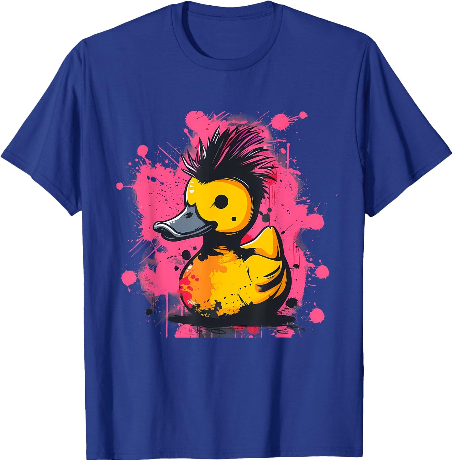 Rubber Duck Punk Rock Rubber Duckling Artwork Watercolor T-Shirt - T-Shirt | Royal