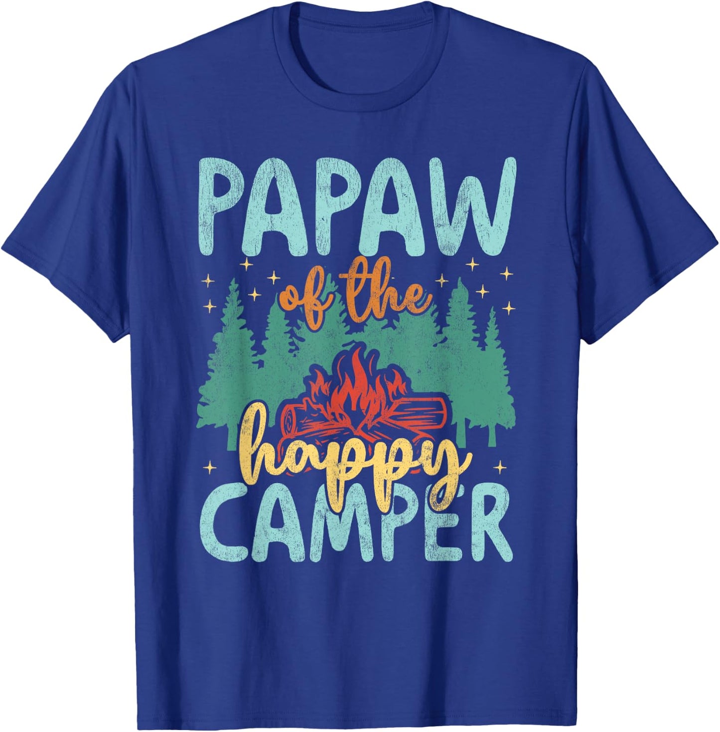 Papaw of Happy Camper 1st Birthday Party Retro Papaw T-Shirt - T-Shirt | Royal